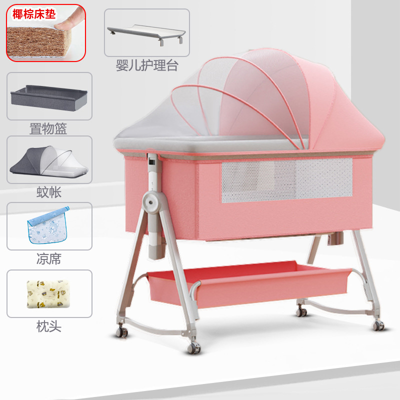 Cuna móvil Cuna portátil Cuna para bebé Cama plegable multifuncional bb Cama grande de costura para niños recién nacidos
