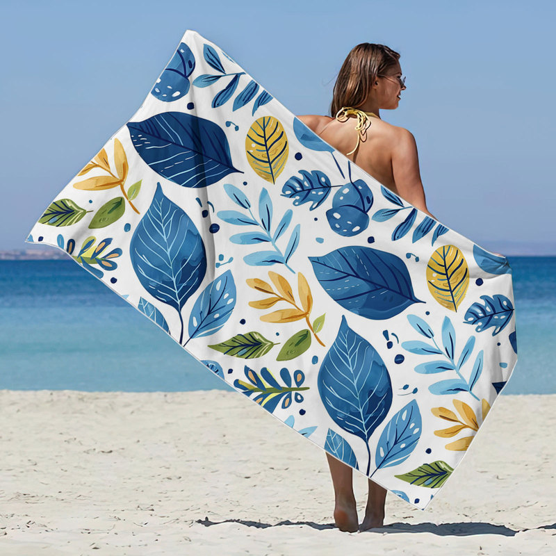 Factory Direct Supply Double-Sided Velvet Bath Towel Beach Towel Square Beach Towel Microfiber Towel Butterfly Beautiful Style
