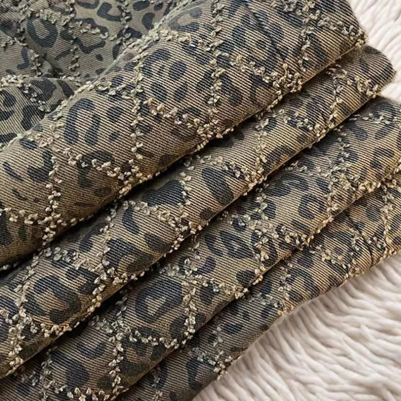 Dames jeans hoge taille luipaardprint rechte denim broek stretch_voghion.com