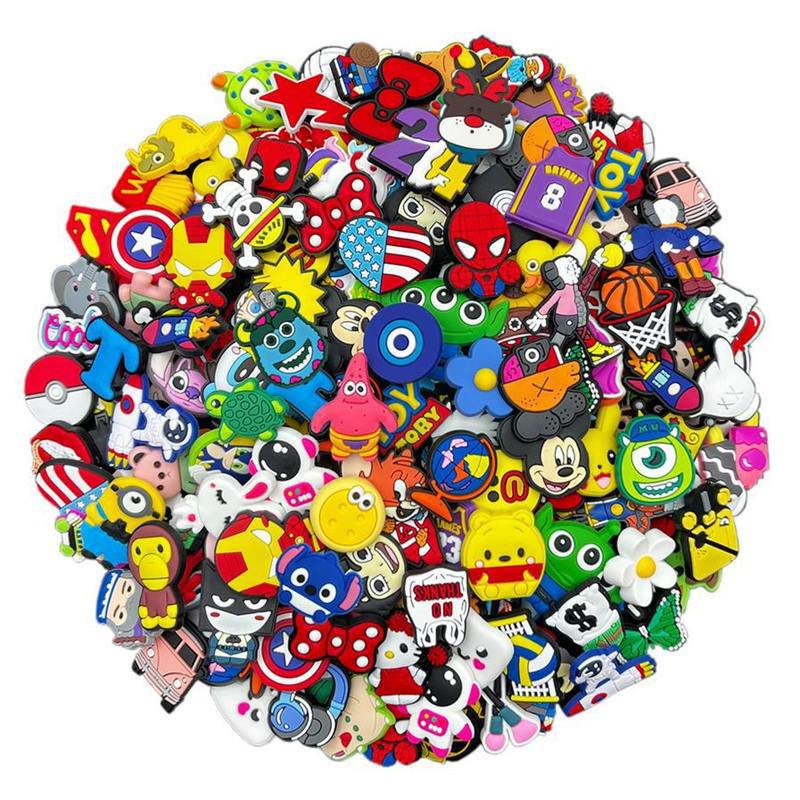 Random Croc Shoe Charms 20 30 50 100Pcs Random Pvc Shoe Accessories Garden Shoe Decorations Children's Party Gifts