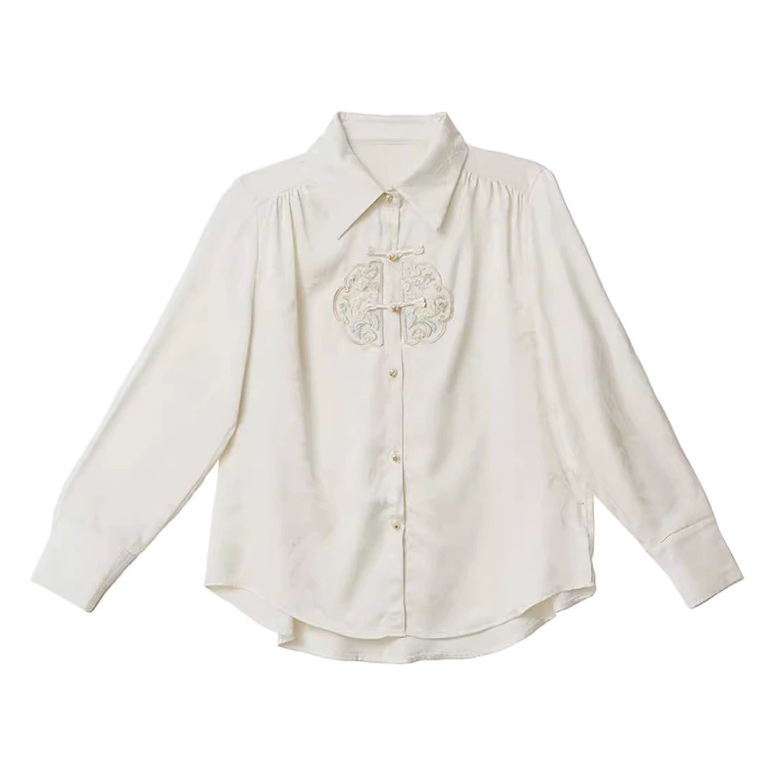 Новая женская блузка из шифона с вышивкой в китайском стиле, новинка ранней весны 2025 года, блузка в национальном стиле, топ с длинными рукавами.