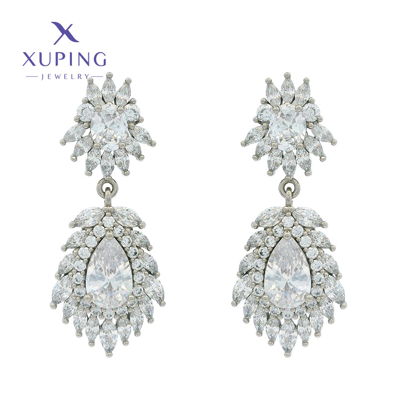 Joyería Xuping oro platino gota de agua pendientes de diamantes gemas de color estilo europeo y americano exagerado alta sensación pendientes para mujeres