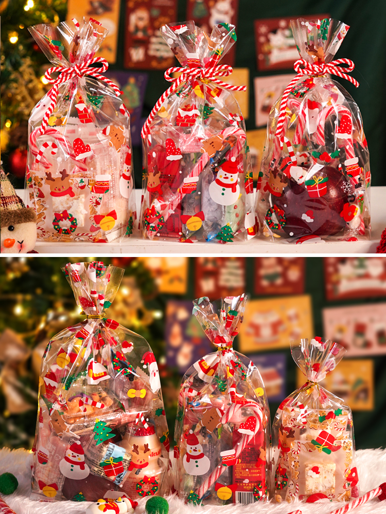 2026 nueva bolsa de manzana de Navidad bolsa transparente bolsa de regalo de Nochebuena pequeña bolsa de regalo de vacaciones pareja