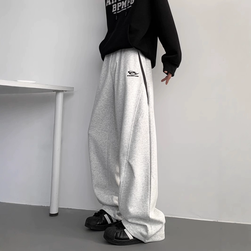 Американские спортивные брюки с вышивкой, мужская модная улица, красивые тяжелые повседневные брюки, свободные прямые деконструировать спортивные штаны