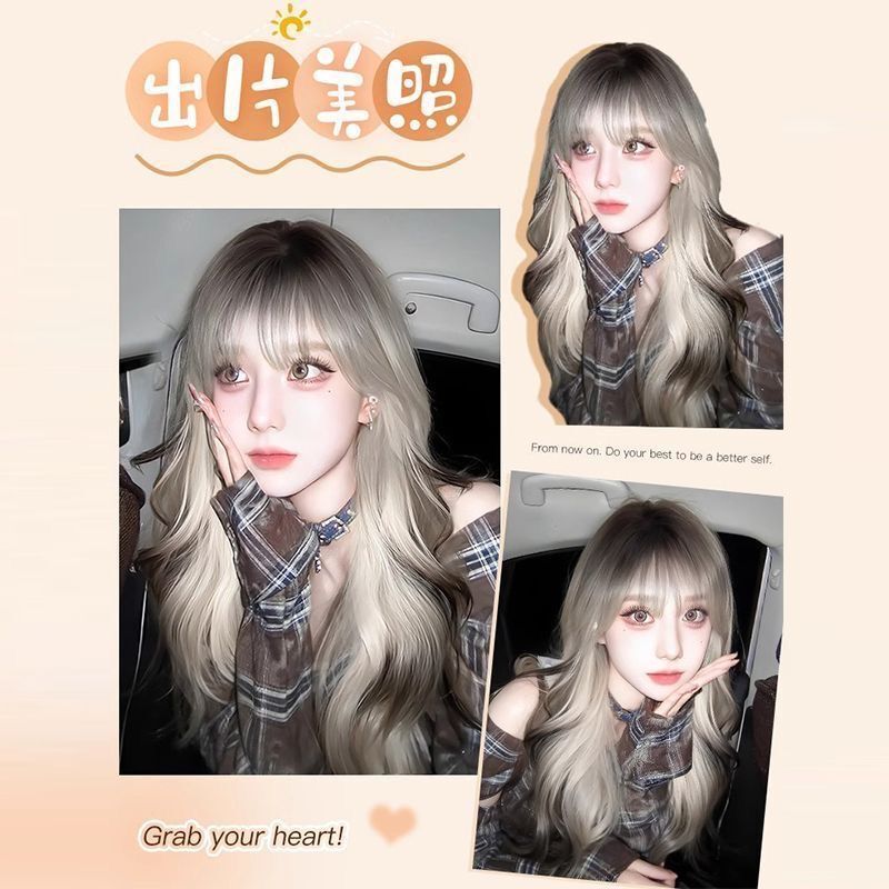 Gradient Color Long Curly Wig for Women, Paris Style Dyed Full Head Synthetic Fiber Wig Gradient Color Long Curly Wig for Women, Paris Style Dyed Full Head Synthetic Fiber Wig