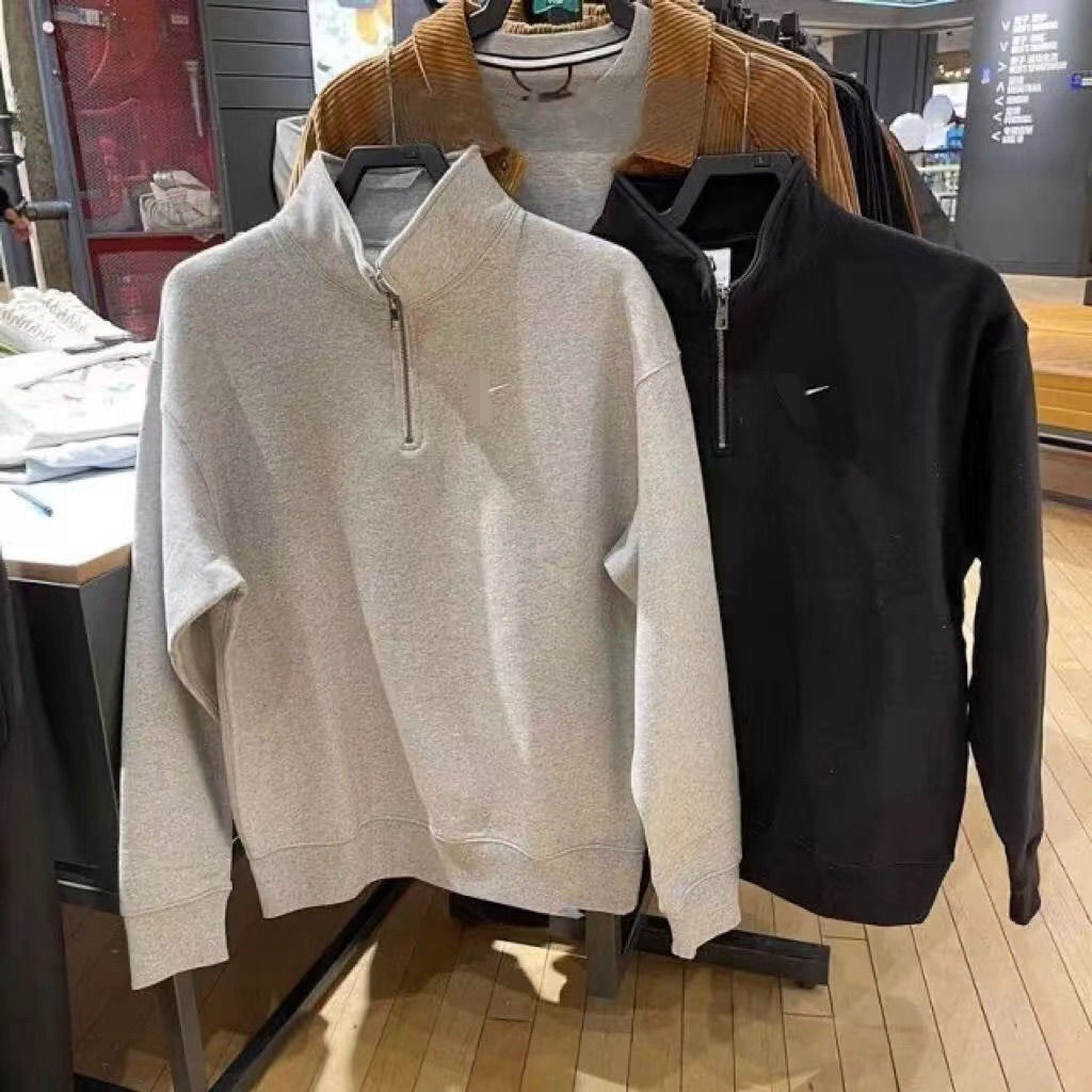 New Autumn and Winter Half-Zip Sweatshirt Embroidered Stand-Up Collar Shirt Sports Casual Versatile Jacket for Men and Women Trendy