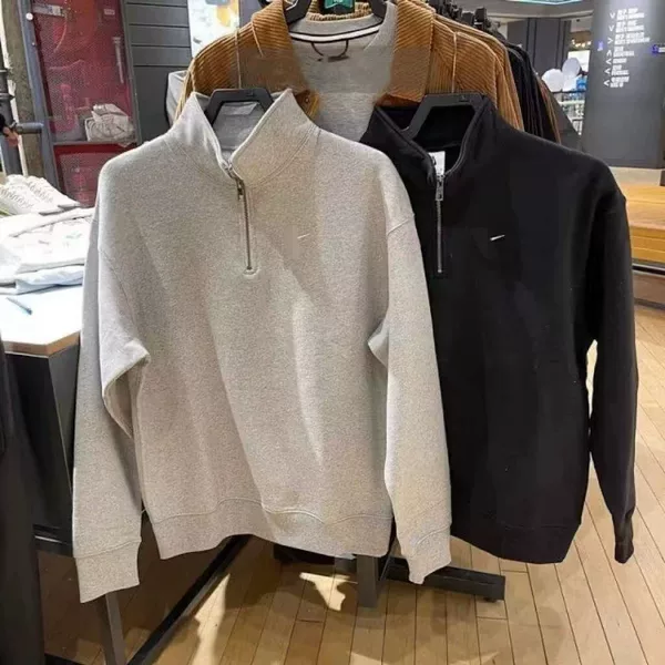 New Autumn and Winter Half-Zip Sweatshirt Embroidered Stand-Up Collar Shirt Sports Casual Versatile Jacket for Men and Women Trendy