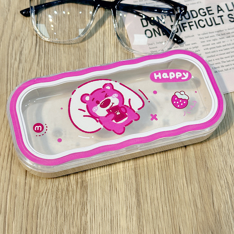 Estuche para gafas moderno con un toque de alta gama, diseño ondulado y bonito, estuche transparente portátil para gafas, estuche para gafas de miopía, estuche para gafas infantiles.