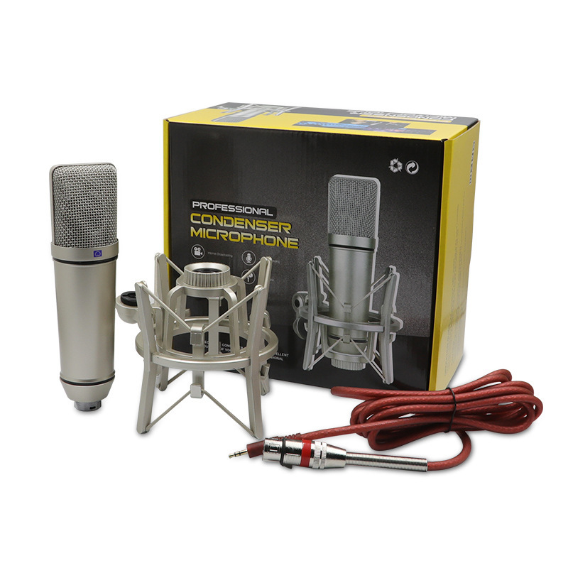 U87 Microphone Hanging Condenser 48V Live Broadcast Set Large Diaphragm Microphone Cross-Border Live Broadcast Desktop Microphone