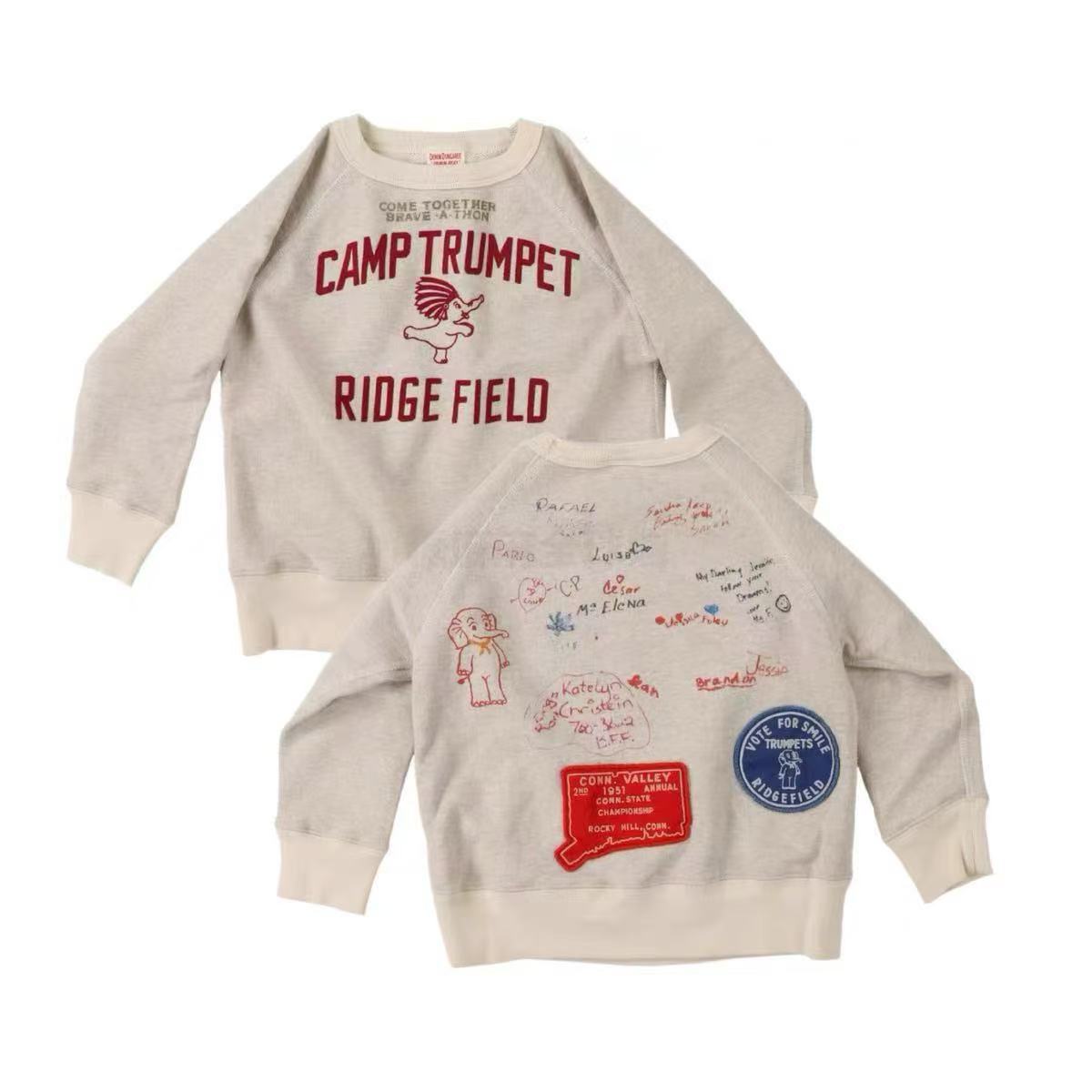 [in Stock in Advance] High-End Dd25 Autumn and Winter Trendy Brand Retro Elephant Pattern Pure Cotton Pullover Children's Sweatshirt