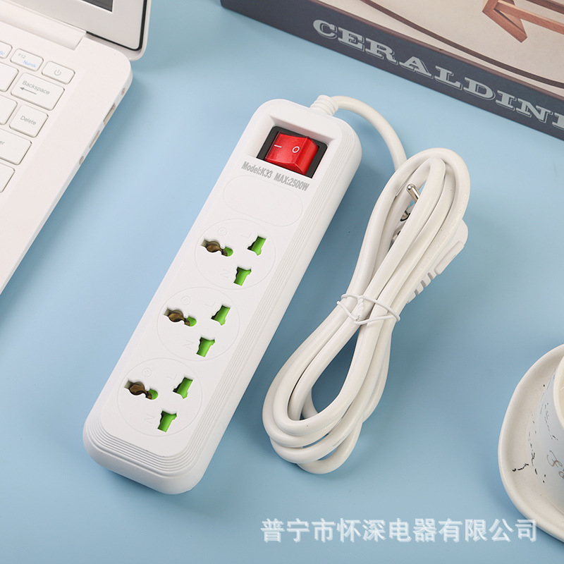 Exportación de enchufe doméstico multifuncional estándar británico estándar europeo estándar americano inserción de fila porosa Yiwu Pingxiang exportación con interruptor de cable