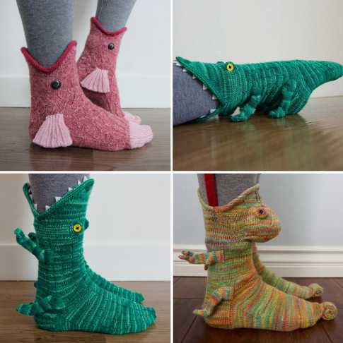 Knitcrocodilesocks Christmas Indoor Knitted Crocodile Socks Floor Socks Animal Socks Non-Slip and Warm