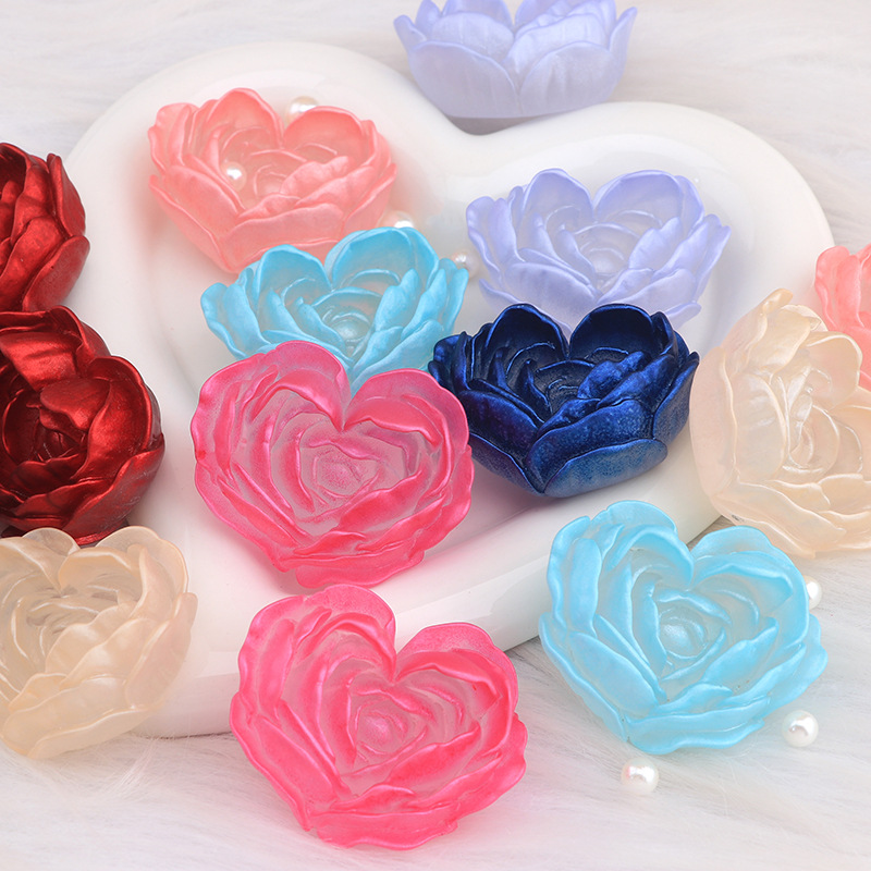 新しいベルベットの愛のバラの花の樹脂部品はdiy携帯ケースのクリームのヘアピンの収納ケースの装飾を作ります。