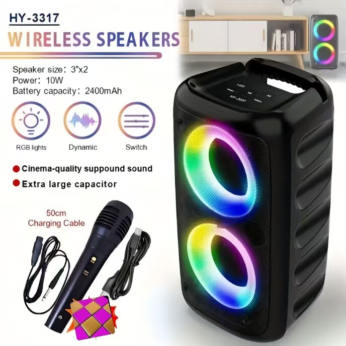 Cross-Border Hot-Selling Product: Colorful Bluetooth Speaker, Wireless Bluetooth Speaker, Outdoor Bluetooth Speaker Hy3317 Bluetooth Speaker