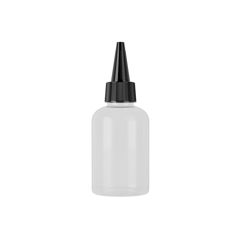50ml botella de plástico PET de hombro redondo baja emulsión líquida botella de rocío puro botella de tapa de punta transparente