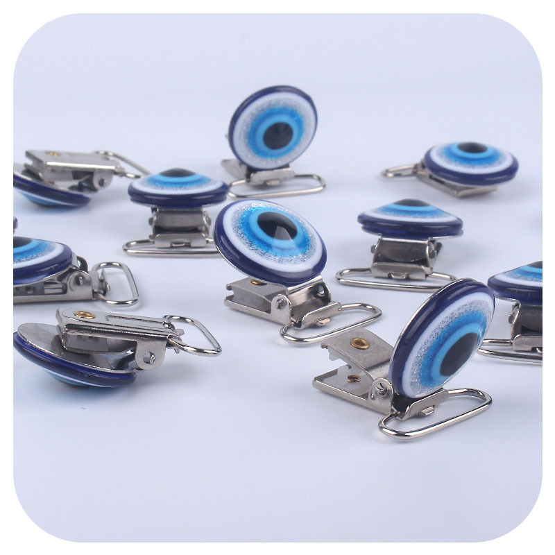 Suministros de bebé nuevo zafiro azul ojos DIY chupete clip bebé chupete cadena clip chupete anti-gota cadena Accesorios