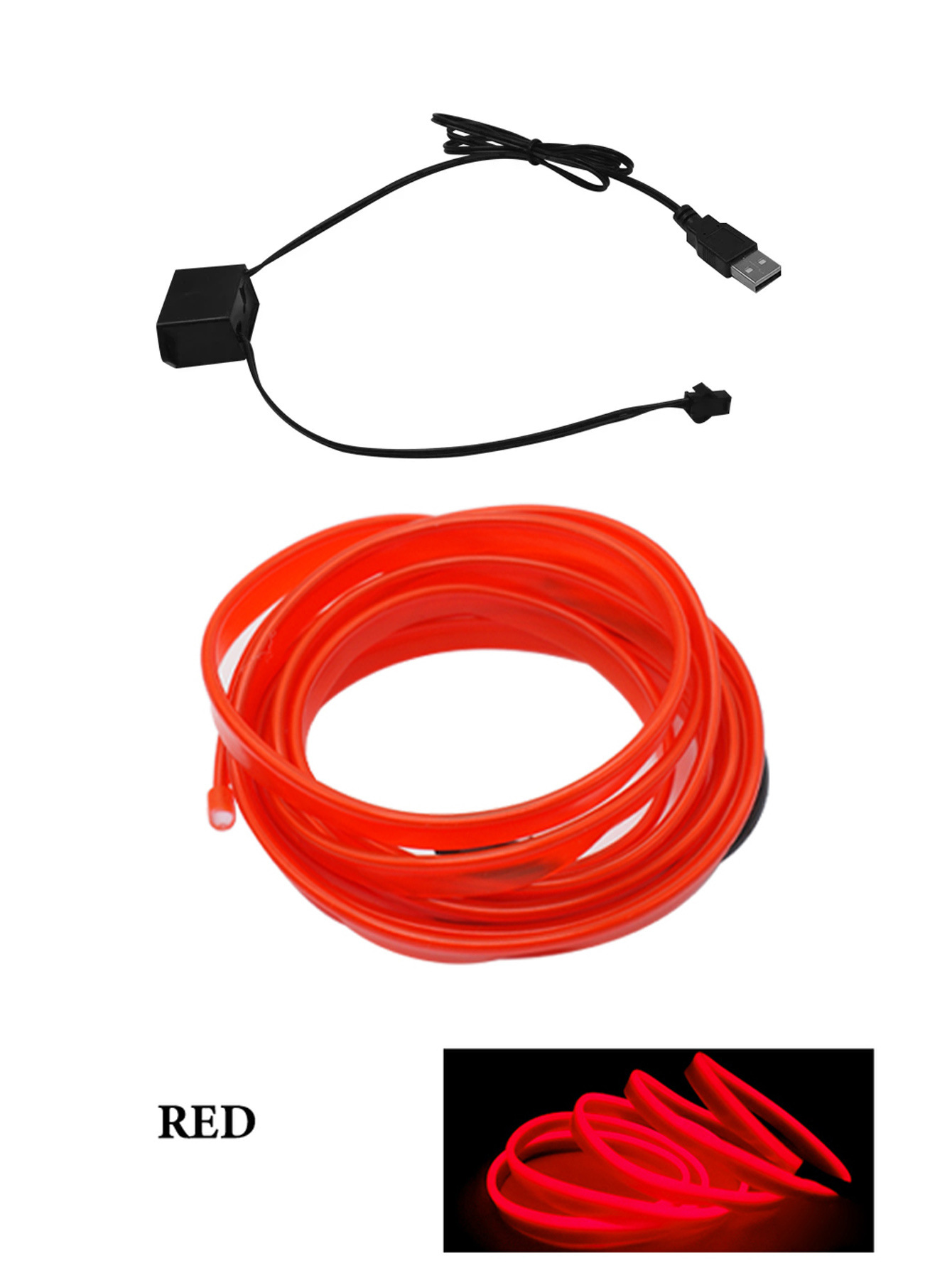 Coche LED decorativo atmósfera lámpara coche luz fría interior modificación tira USB coche interior atmósfera lámpara línea traje