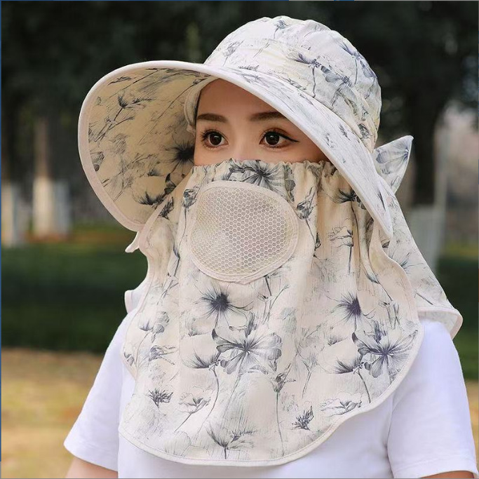 水墨画遮阳采茶帽