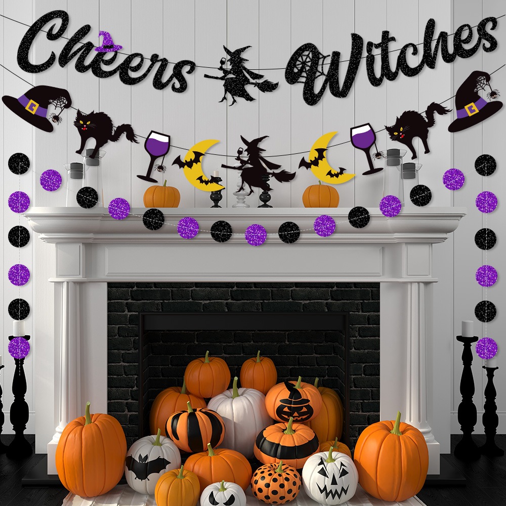 Amazon nuevo tema de la Bruja de Halloween decoración tire bandera bar Haunted House Party decoración tire bandera