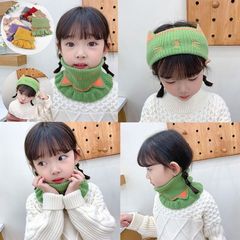 Children's scarf knitting children's scarf autumn and winter cartoon cat two-in-one yarn neck guard for boys and girls baby warm scarf