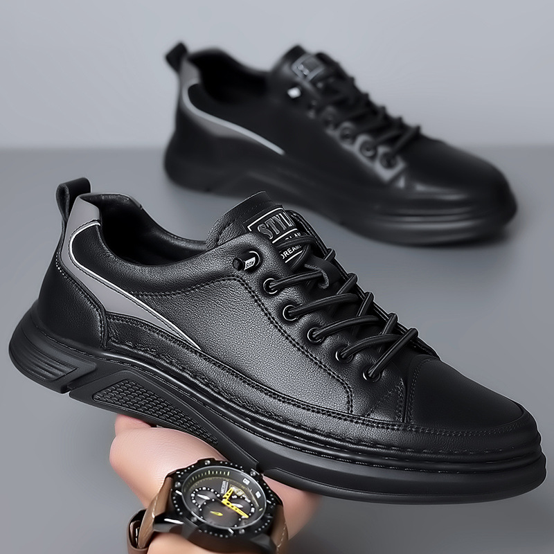 2023 primavera nuevos zapatos blancos de cuero zapatos casuales de hombre blanco de piel de vaca transpirables zapatos de skate de estudiantes jóvenes zapatos de hombre