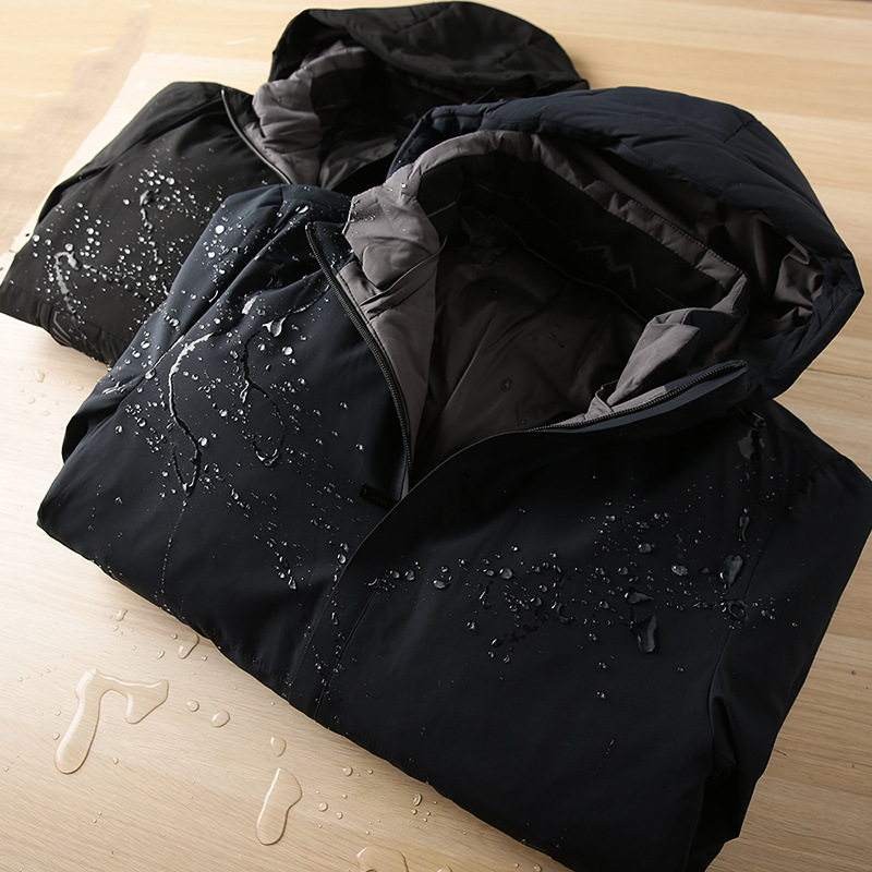 Blanco ganso abajo chaqueta de los hombres a prueba de viento cálido cuello desmontable 90 terciopelo tres-prueba tela abrigo de invierno Y8865