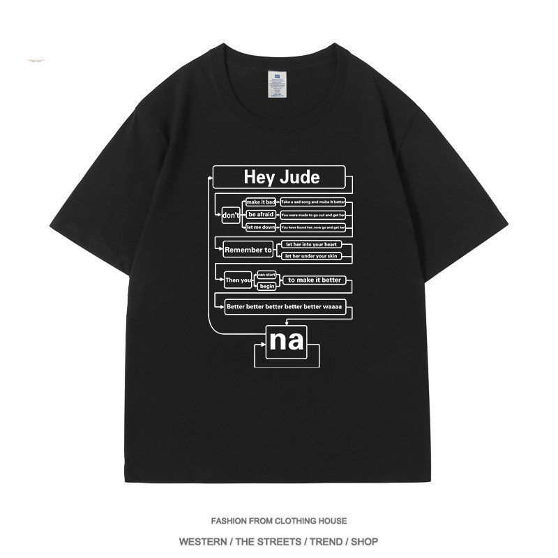 Beatles Hey Jude Lyrics Flow Chart Short-Sleeved Men's and Women's Beatles Rock T-Shirt