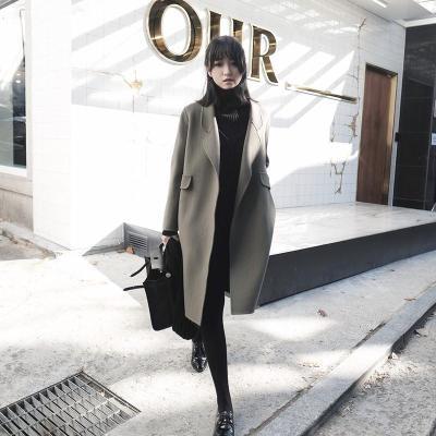 Women's Overcoat Mid-length Over-the-Knee Hepburn Slim-fit Wool Coat