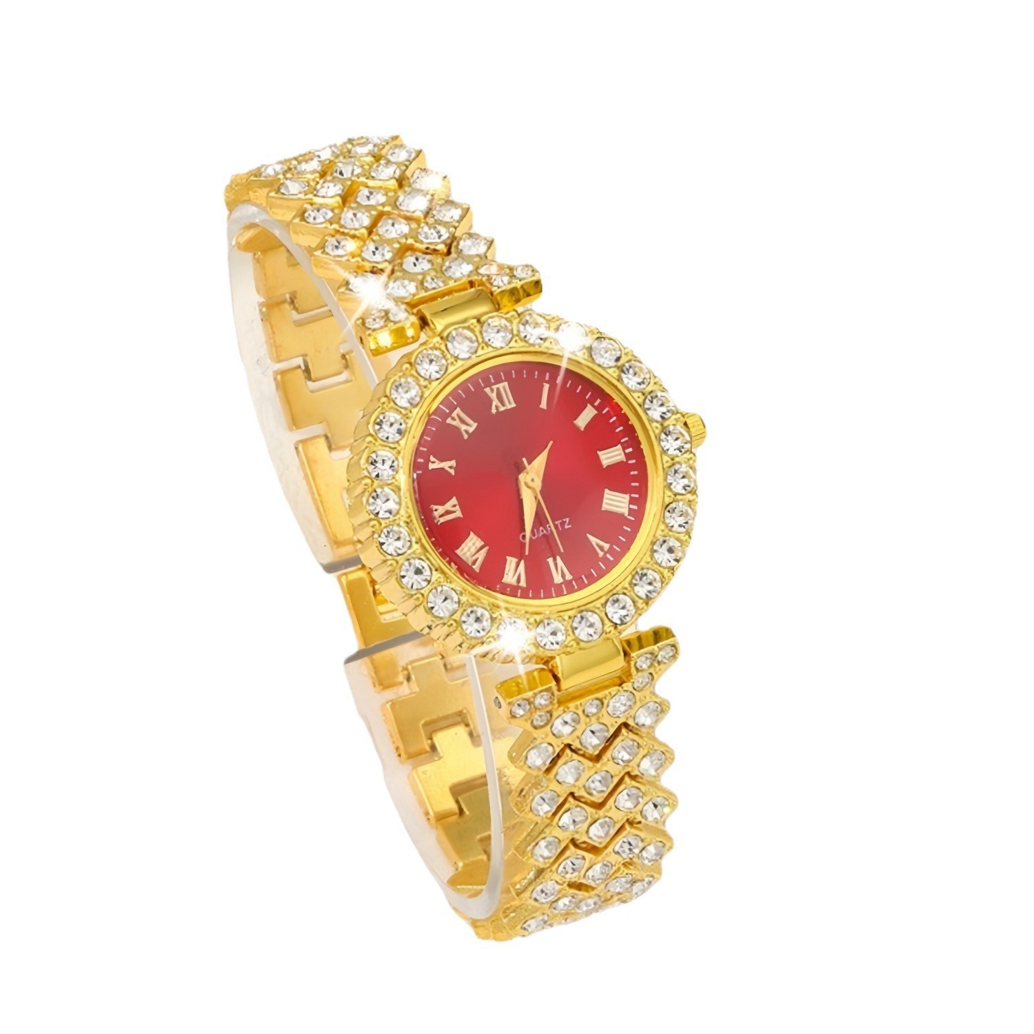 Gold and red roman single watch