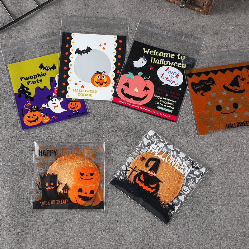 Bolsas de embalaje para dulces de Halloween y Navidad, bolsas para galletas, bolsas autoadhesivas de OPP para hornear, bolsas de embalaje para alimentos navideños