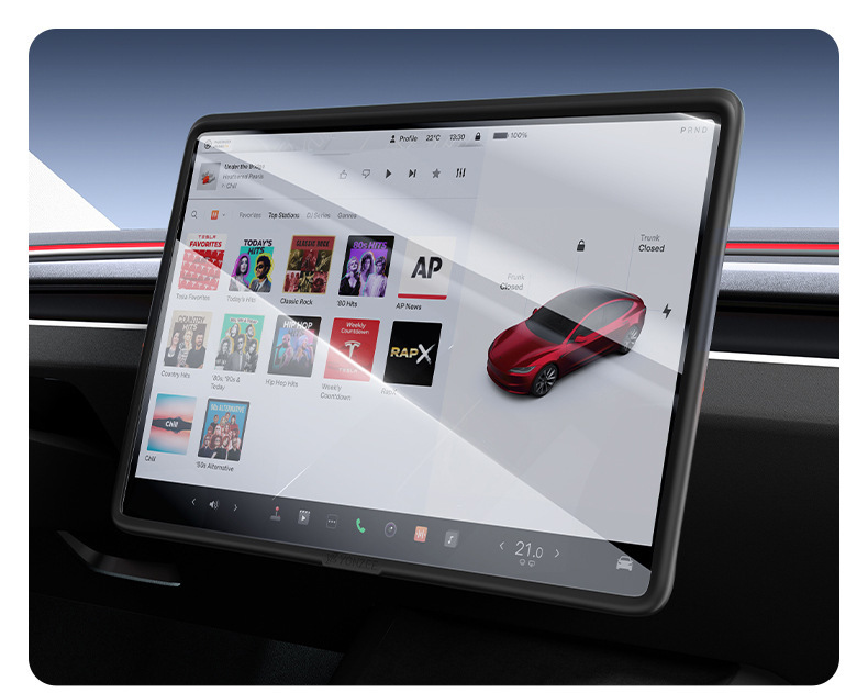 Suitable for Tesla's New Version of Model 3/Y/Yl Central Control Screen Tempered Film Rear Row Protective Film Frame
