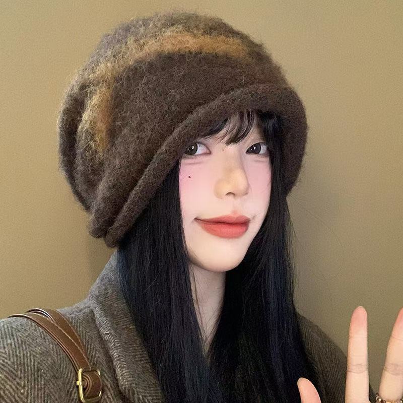 秋冬季新款韩系复古蝴蝶结堆堆针织冷帽女保暖防寒护耳包头帽子女|undefined