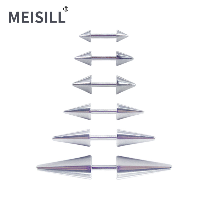 Meier Stainless Steel Pointed Cone Ear Bone Nails Double Pointed Ear Nails Long Devil Pointed Cone Earrings Cross-Border Piercing Cartilage Ear Nails