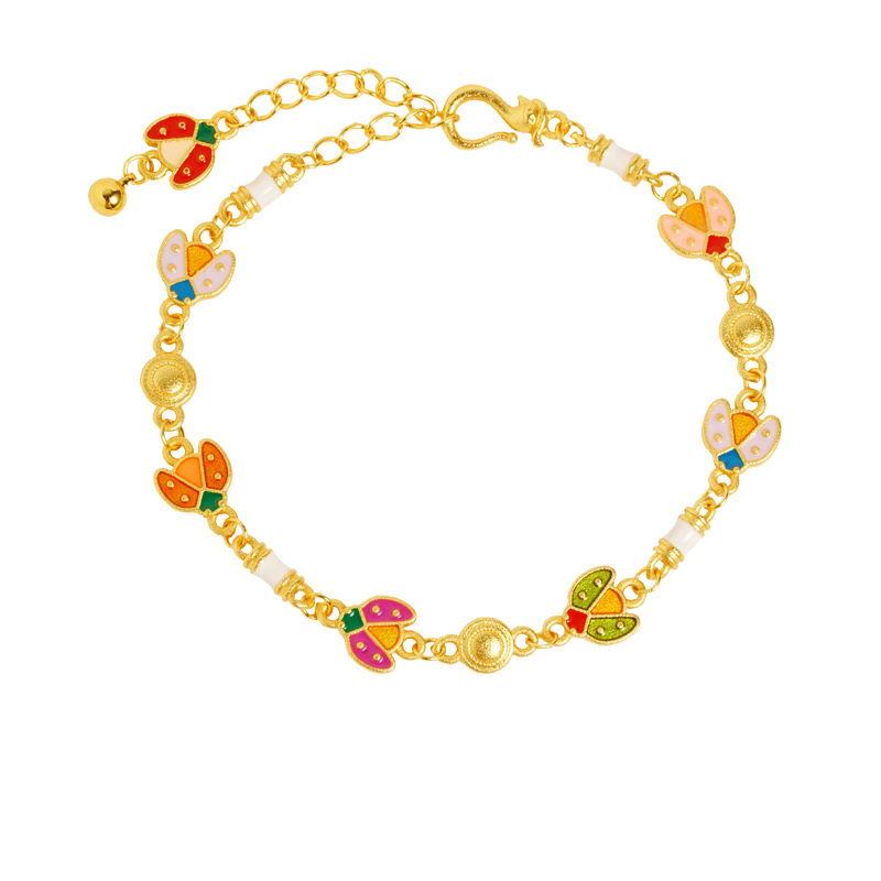 Vietnam oro ardiente azul colorido goteo de aceite mariquita pulsera multifacé no se desvanecerá alta sensación de joyas de regalo de amigos