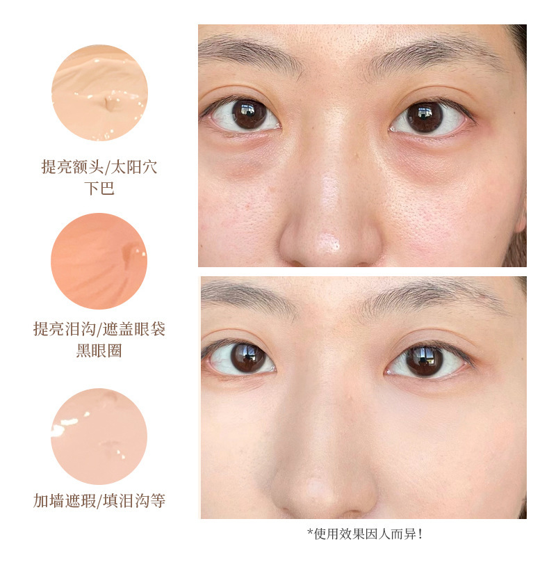 xixi Bubble Raisin Roll Three-color Concealer covers facial spots, acne marks, dark circles, tear troughs, is waterproof and does not smudge undefined