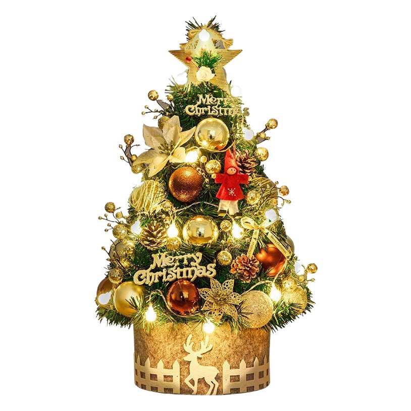 Transfronterizo Hong Kong Heng 60cm mini árbol de Navidad conjunto árbol PVC decoración del hogar Decoración de escritorio de Navidad de oro