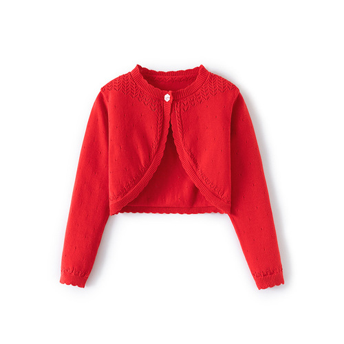 Baby Girl Cotton Knit Cardigan, Spring and Summer Lace Baby Cardigan, Thin A-Grade Baby Air Conditioning Shirt with Small Flowers