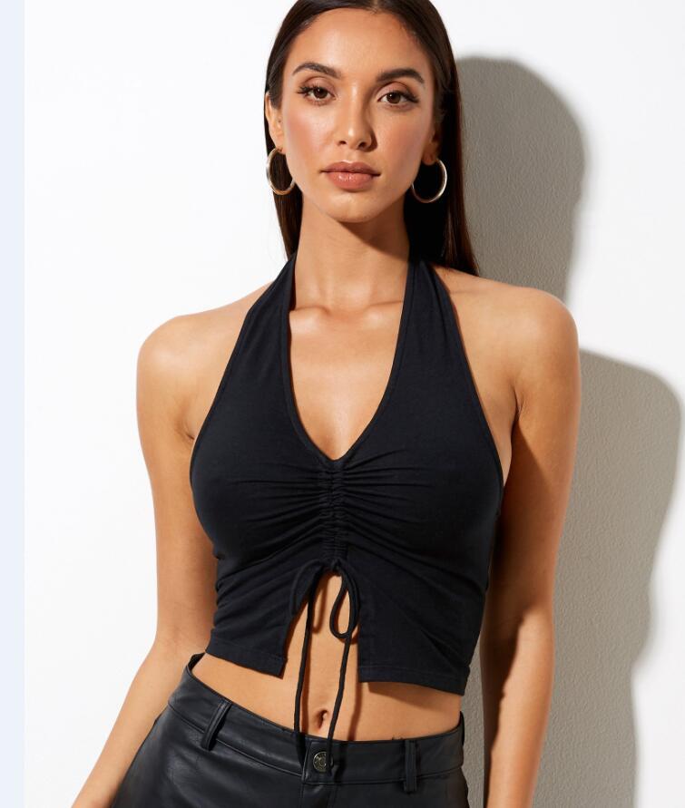 summer new fashion halter neck halter V-neck vest NSYF56868
