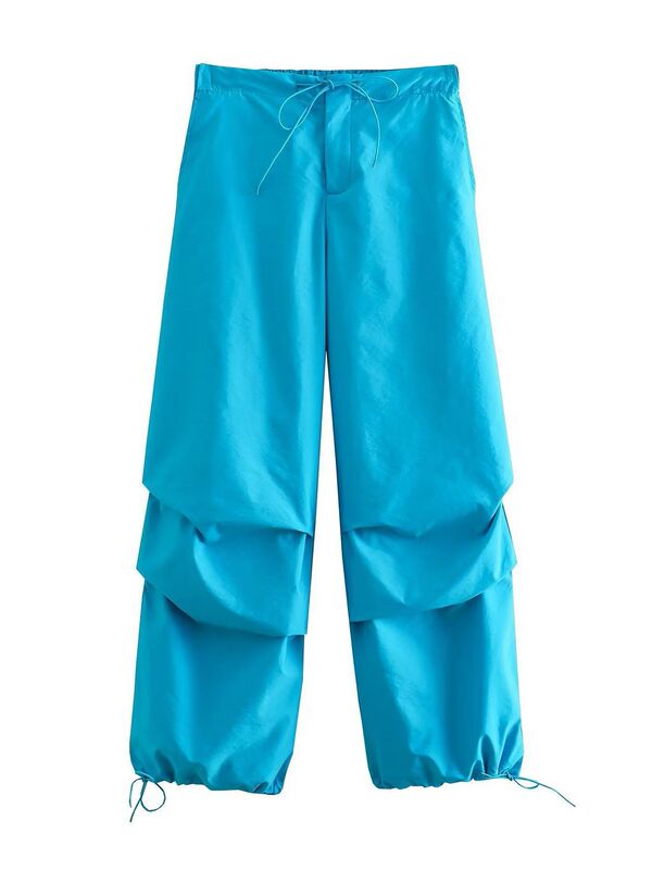 Cross-border 2024 spring and autumn jogging pants women's casual pants summer pleated overalls women's toe high waist E62048