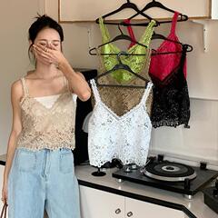 2024 spring and summer new Korean style retro ethnic style crochet embroidery V-neck knitted vest cardigan sleeveless vest