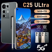 C25 ULTRA热销新款跨境手机 左穿孔7.3英寸4G 1600万像素八核3+16