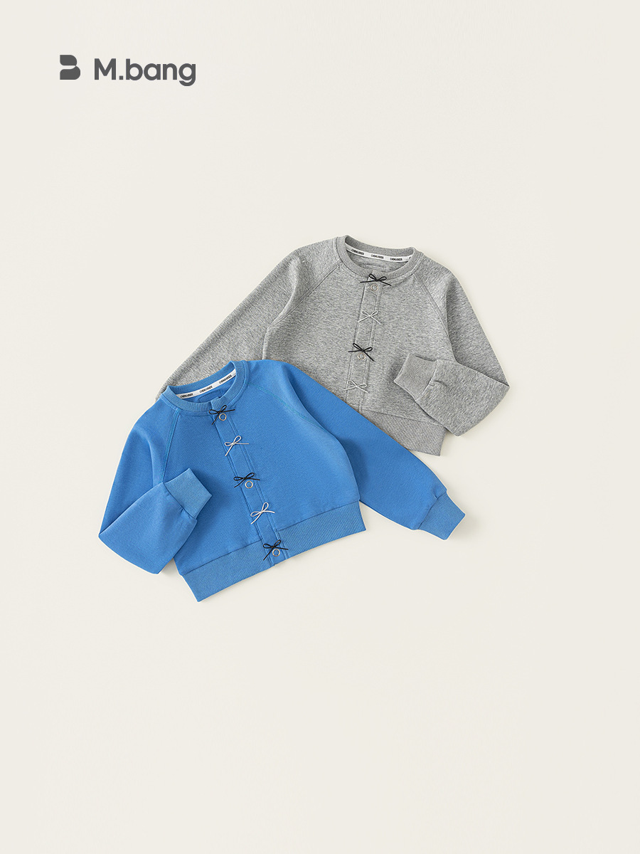 Youbao ropa para niños chaqueta para niñas primavera 2025 nuevo estilo chico mediano y grande estilo occidental lazo chica cardigan top primavera