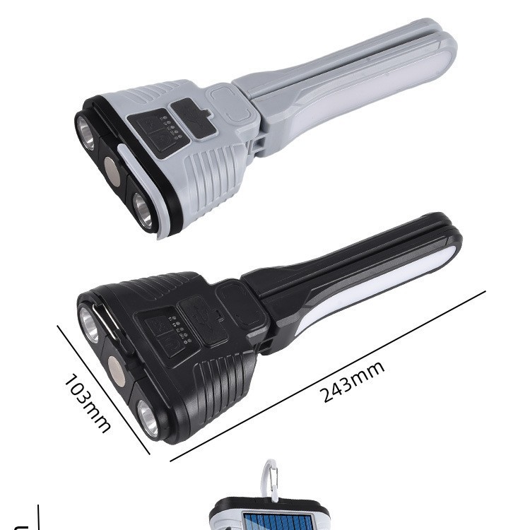 Luz solar multifuncional para acampar, batería magnética de funcionamiento, linterna impermeable exterior de larga duración