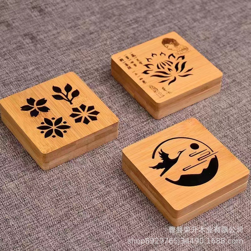 楠竹镂空线香炉盘香炉香薰木盒竹木储香盒家用沉香熏香炉方形香盒