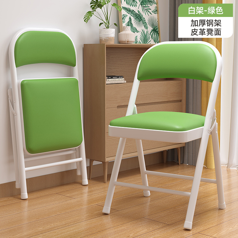 White frame green leather