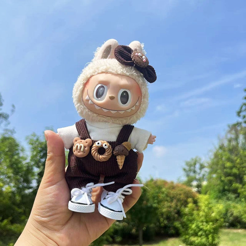 유일한 옷] 17CM LABUBU LABUBU 블라인드 박스 펜던트 인형 패션 의류 세트 귀여운