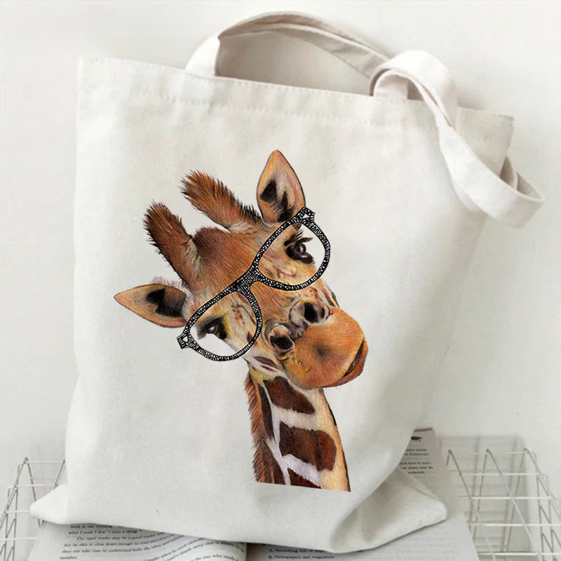 Women's Tote Canvas Shoulder Bag Unisex Designer Giraffe Lover Gift Multifunctional Storage Bag