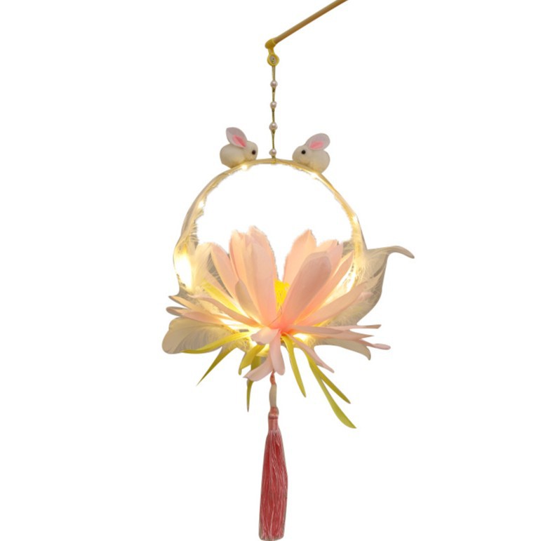 Festival del Medio Otoño Linterna luminosa linterna de conejo portátil linterna de los niños diy paquete de material hecho a mano linterna de palacio al por mayor