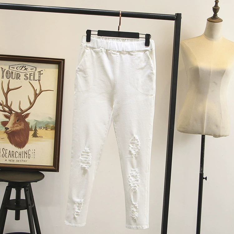 Elastic fitted trousers, plus size