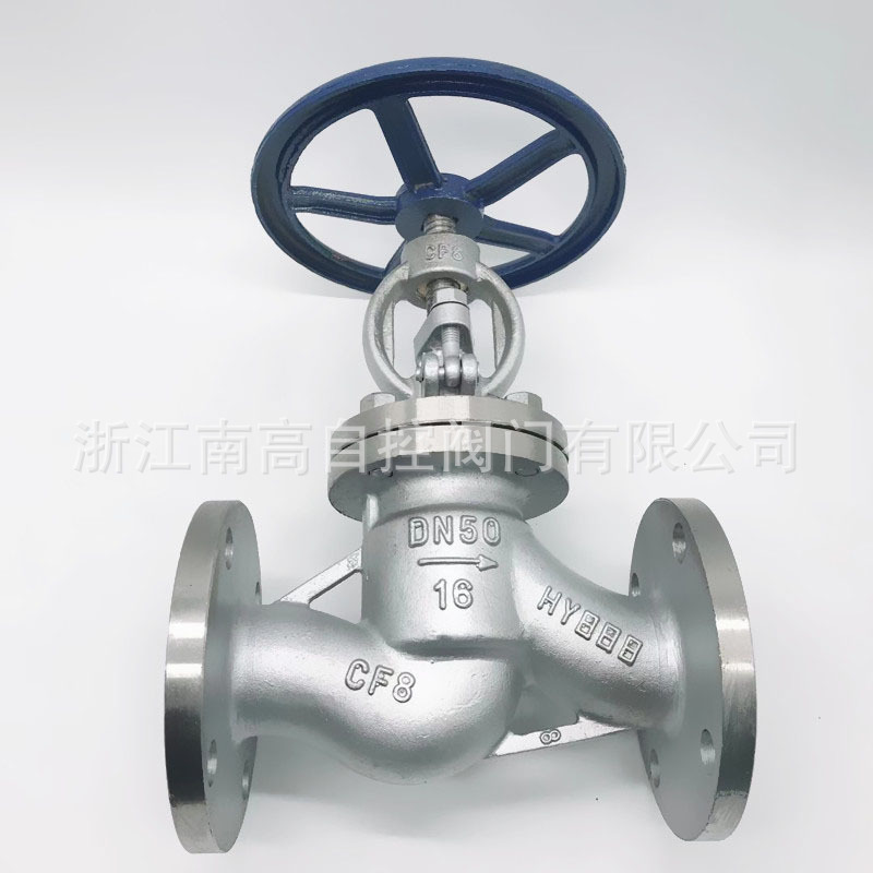 柱塞耐腐蒸汽管道手动阀J41W-16P DN15 304不锈钢法兰截止阀